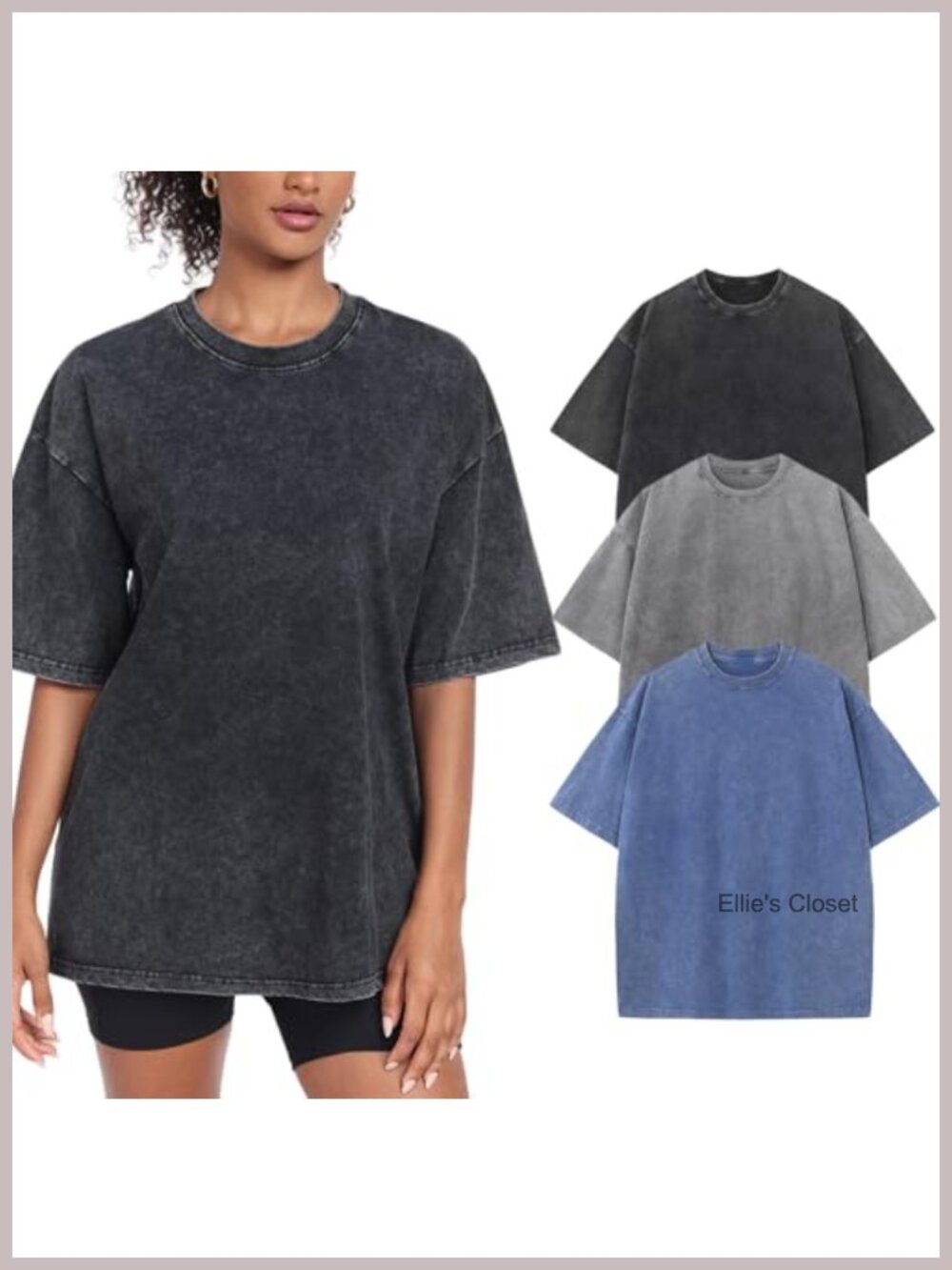 Oversized Vintage Washed Cotton T-Shirt Baggy Crew Neck Streetwear Tee